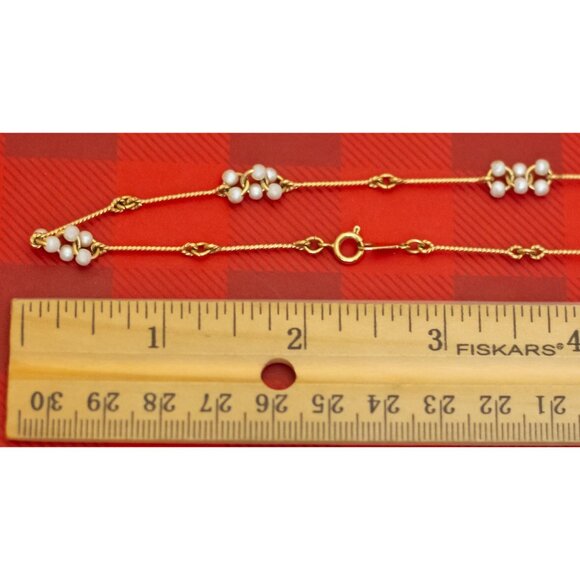 24 inch, Vintage White Faux Pearl Beads Gold Tone Elegant Necklace by Avon - O35 - Picture 3 of 3